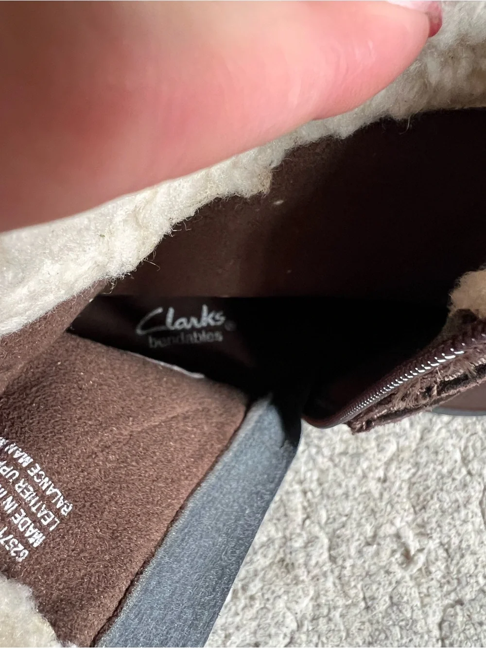 Clarks Dark Brown Suede Shearling Winter Boots